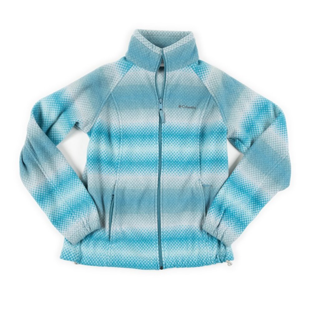 COLUMBIA blue patterned full zip fleece jacket size M